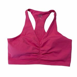 JoyLab Vibrant Pink Sports Bra | Ruched Front Medium Support Activewear | Women